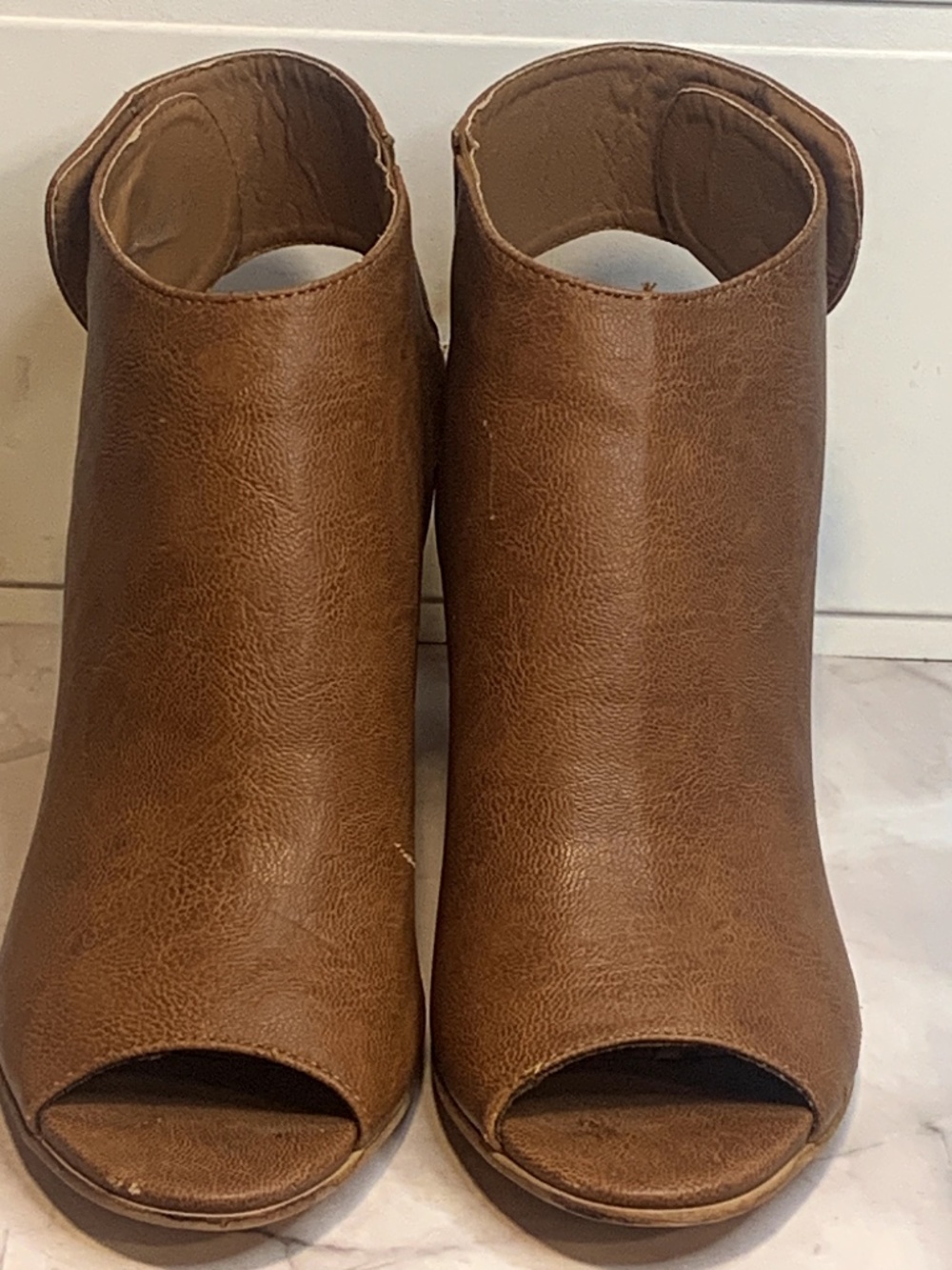 Corkys Peep Toe Booties Size 11 Brown Slingback Heels